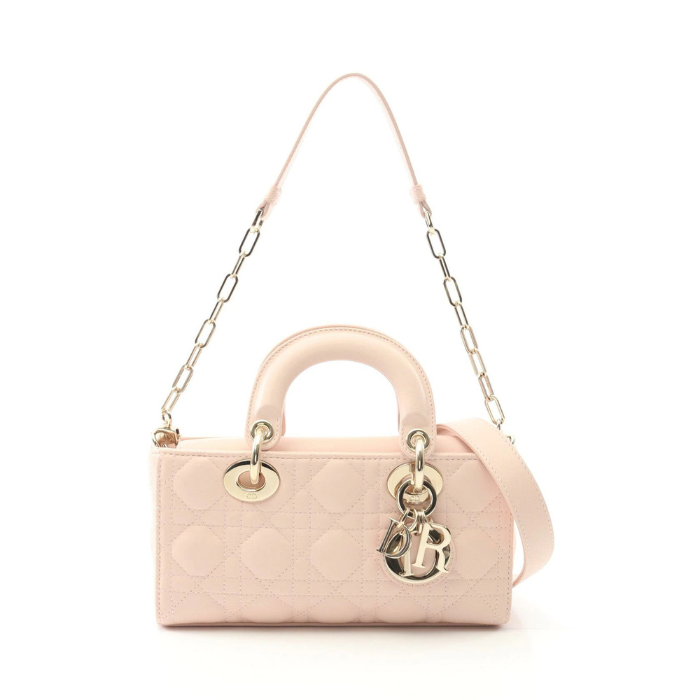 Christian Dior Lady Joy Cannage Handbag Leather Pink